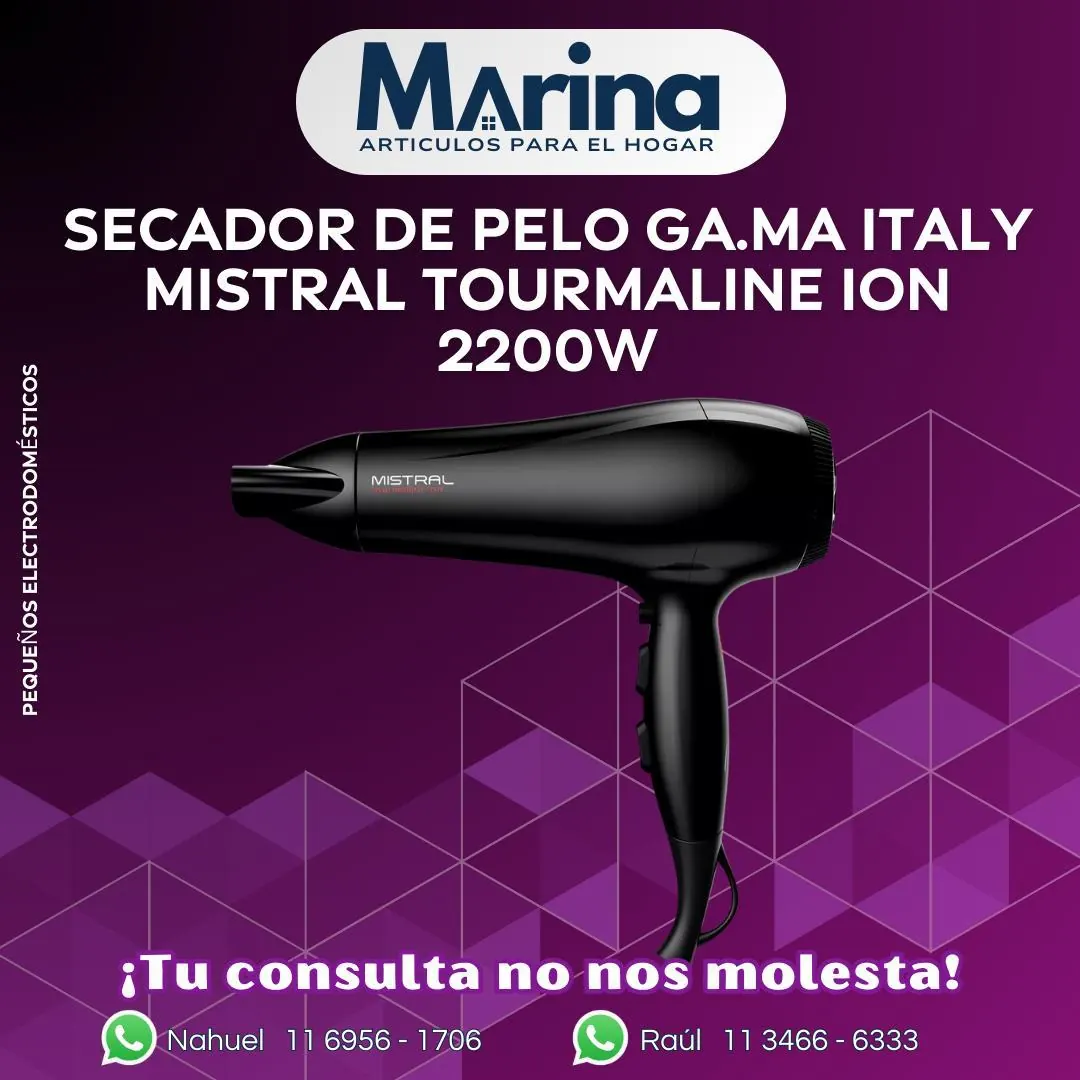 Secador de Pelo GA.MA Italy Mistral Tourmaline Ion 2200 W